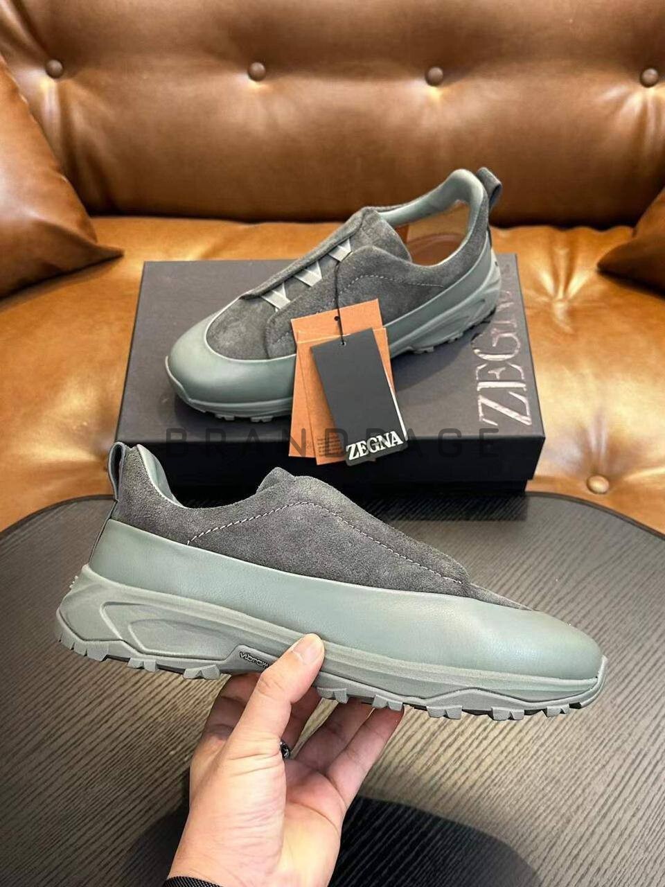 Кроссовки Zegna из натуральной замши и кожи BPLUX5408 Кроссовки Zegna из натуральной замши и кожи BPLUX5408