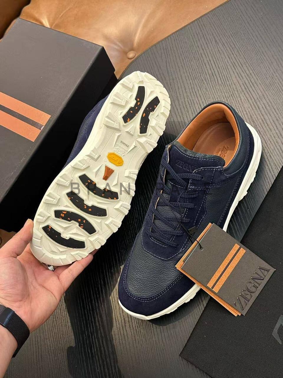 Кроссовки из кожи и замши Zegna BPLUX5419 Кроссовки из кожи и замши Zegna BPLUX5419