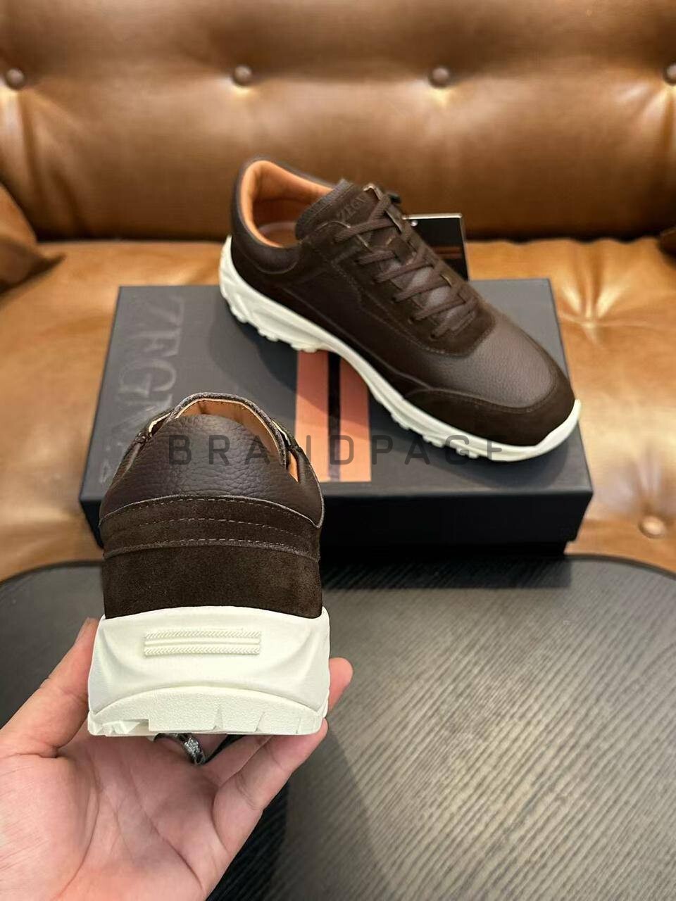 Кроссовки из кожи и замши Zegna BPLUX5422 Кроссовки из кожи и замши Zegna BPLUX5422