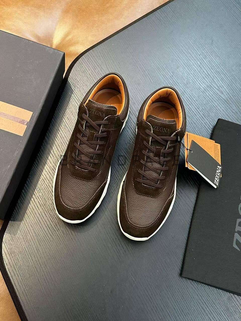 Кроссовки из кожи и замши Zegna BPLUX5422 Кроссовки из кожи и замши Zegna BPLUX5422