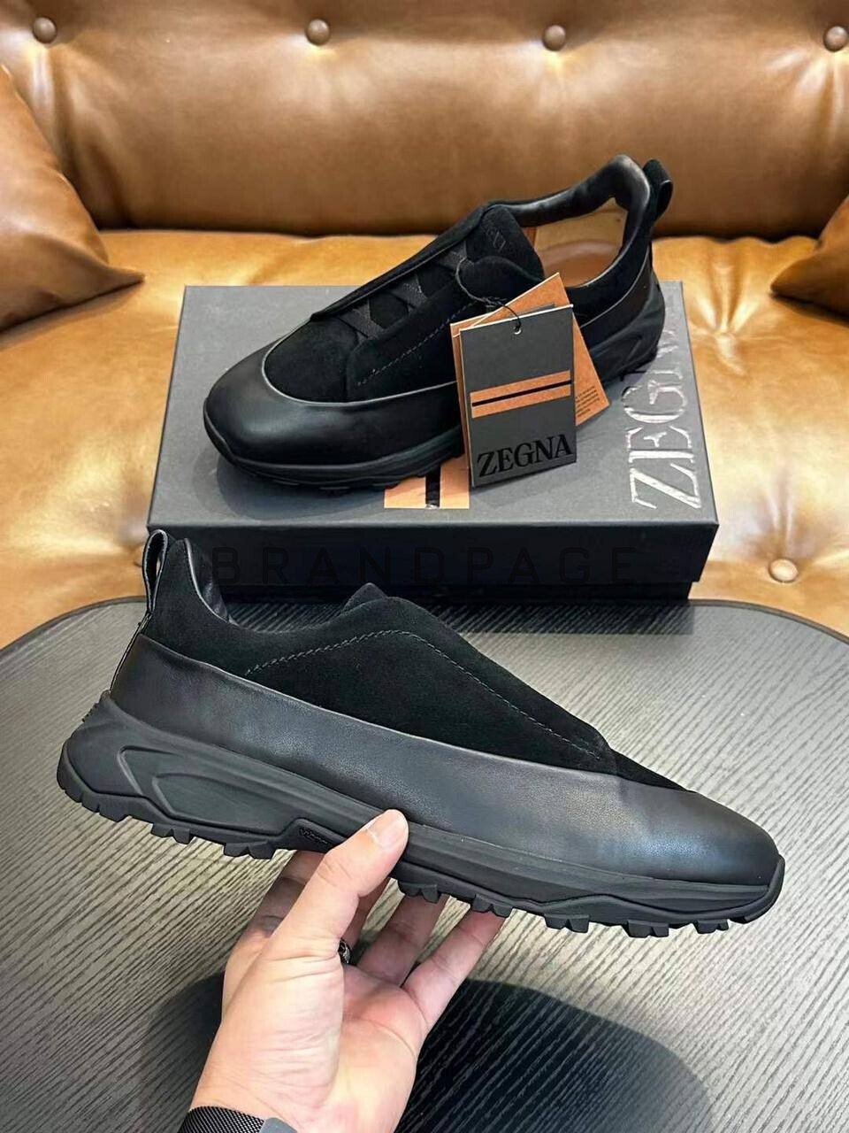 Кроссовки из натуральной замши и кожи Zegna BPLUX5401 Кроссовки из натуральной замши и кожи Zegna BPLUX5401