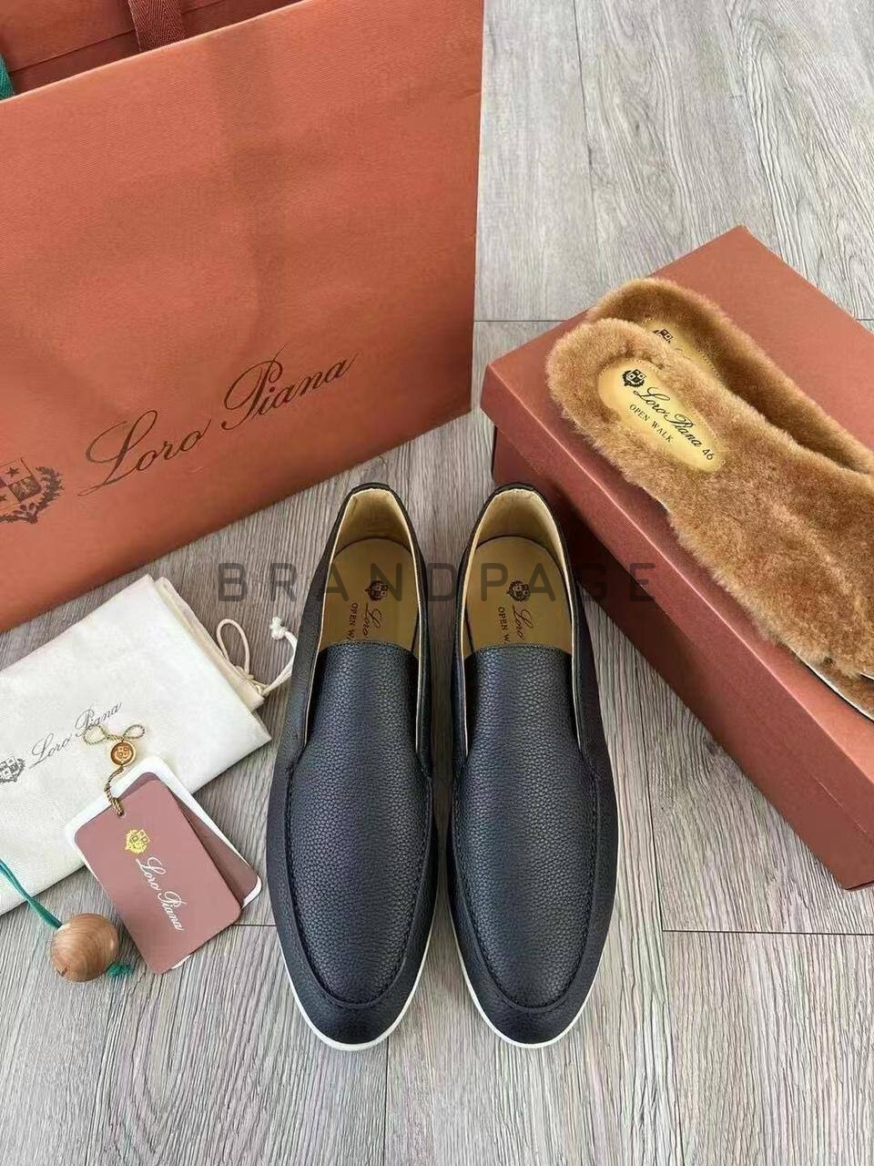 Лоферы из зернистой телячьей кожи Loro Piana BPLUX5592 Лоферы из зернистой телячьей кожи Loro Piana BPLUX5592