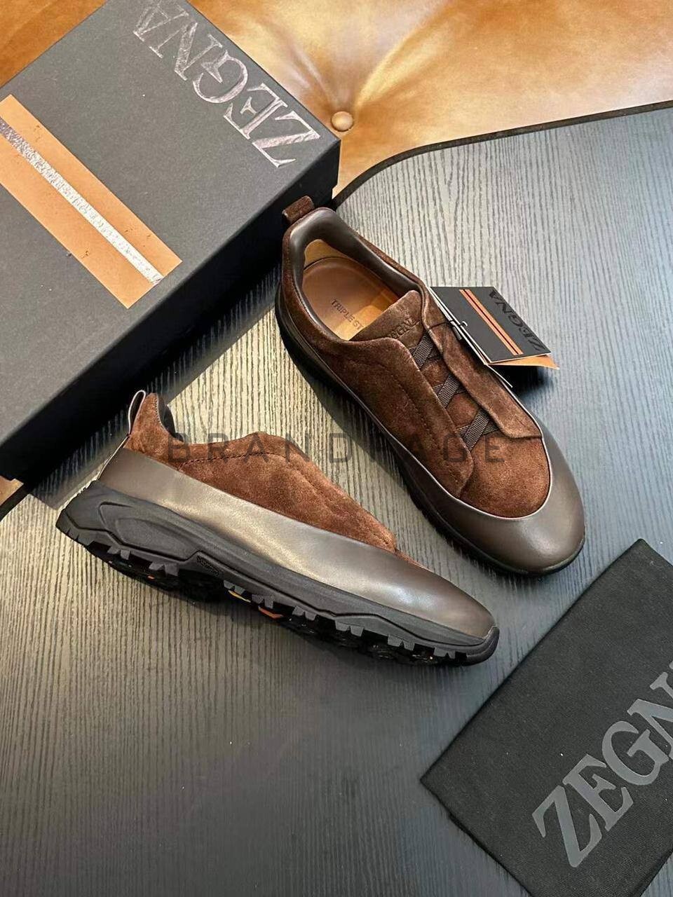 Кроссовки из натуральной замши и кожи Zegna BPLUX5403 Кроссовки из натуральной замши и кожи Zegna BPLUX5403