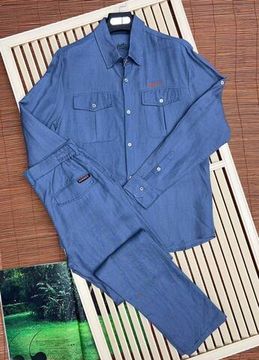 Hermes костюм льняной синий BP-35044