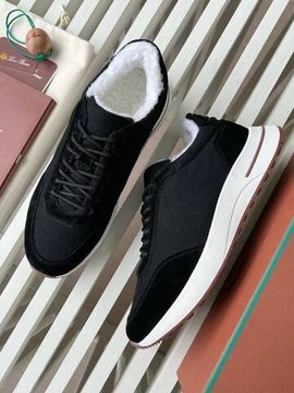 Зимние кроссовки замшевые с мехом черные Loro Piana BP-754881