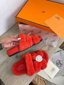 Hermes BP-17948 премиум меховые тапочки