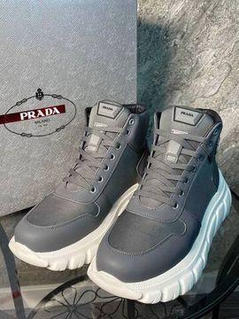 Ботинки серые премиальные Prada BP-44649