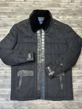 Повседневная куртка с кожей крокодила Angelo Galasso BP-24781