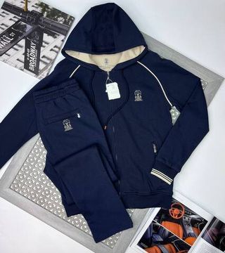 Костюм синий с капюшоном спортивный Brunello Cucinelli BP-19471