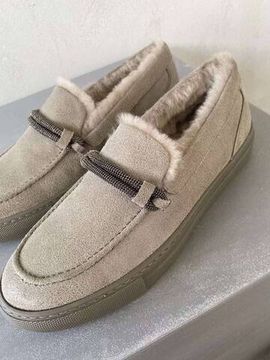 Лоферы с мехом зимние песочные Brunello Cucinelli BP-476707