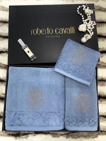 Полотенца комплект 3 шт. серо-синий оттенок Roberto Cavalli BP-20415