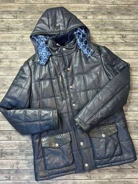 Кожаная удлинённая куртка с натуральной кожей крокодила Stefano Ricci BP-24168