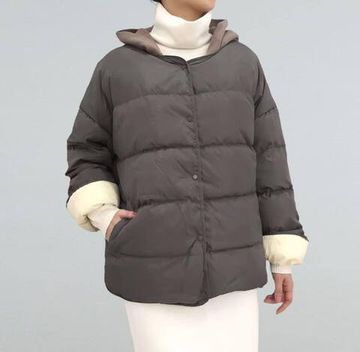 Пуховик с капюшоном Brunello Cucinelli BP-23114 темно-серый