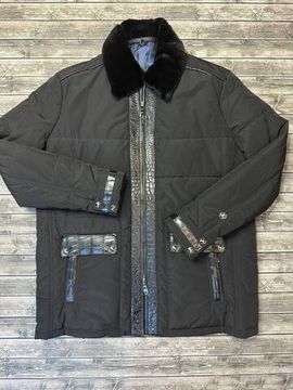 Куртка с кожаными вставками крокодила Angelo Galasso BP-24782