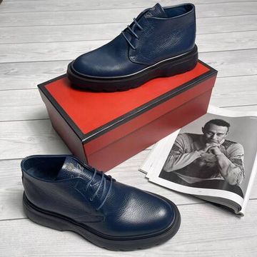 Осенние ботинки темно-синие мужские Loro Piana BP-23489