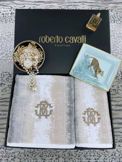 Комплект полотенец 2 шт. серо-бежевый Roberto Cavalli BP-25100