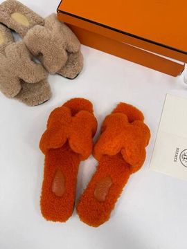 Hermes BP-36771 меховые тапочки люкс