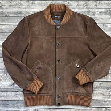 Натуральный замшевый бомбер Kiton BP-33291