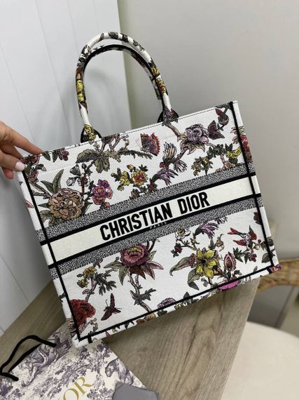 Элитная женская белая сумка Book Tote Toile de Jouy 42 см Christian Dior BP-25019