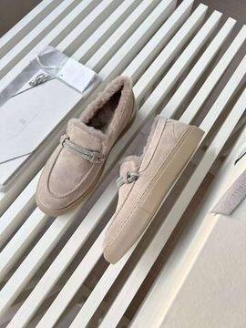 Лимитированные зимние лоферы с мехом бежевые Brunello Cucinelli BP-443527