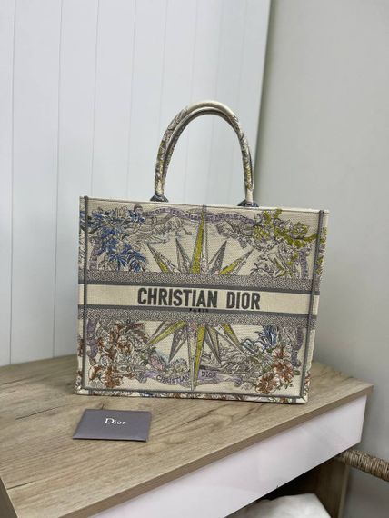 Элитная женская сумка серо-бежевая Dior Book Tote 42 см Christian Dior BP-26369